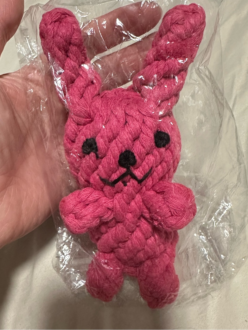 Pink Braided Cotton Rope Rabbit Bunny Pet Dog Chew Toy Teething